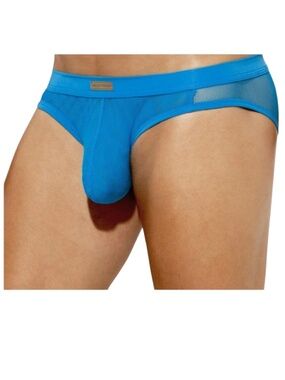 Arjen Kroos Mens Breathable Mesh Underwear Blue Bikini Brief Medium